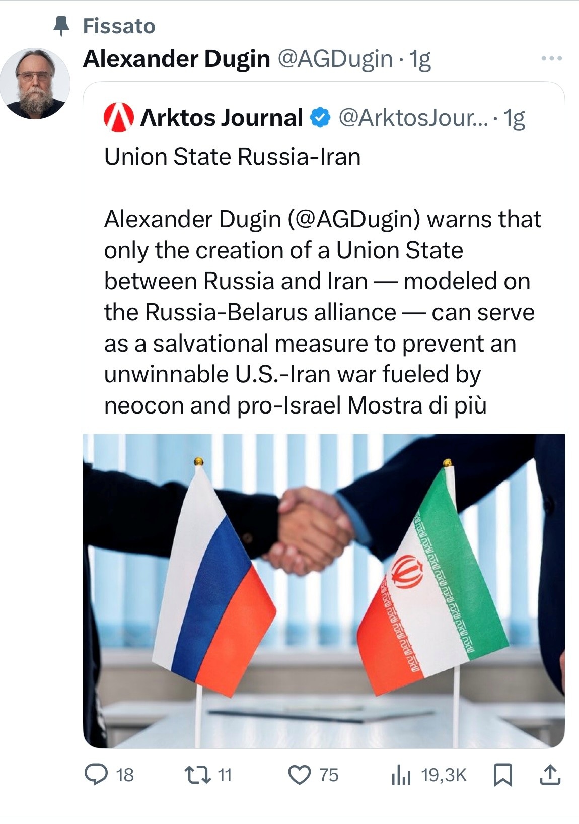 Alexander Dugin sull'Iran