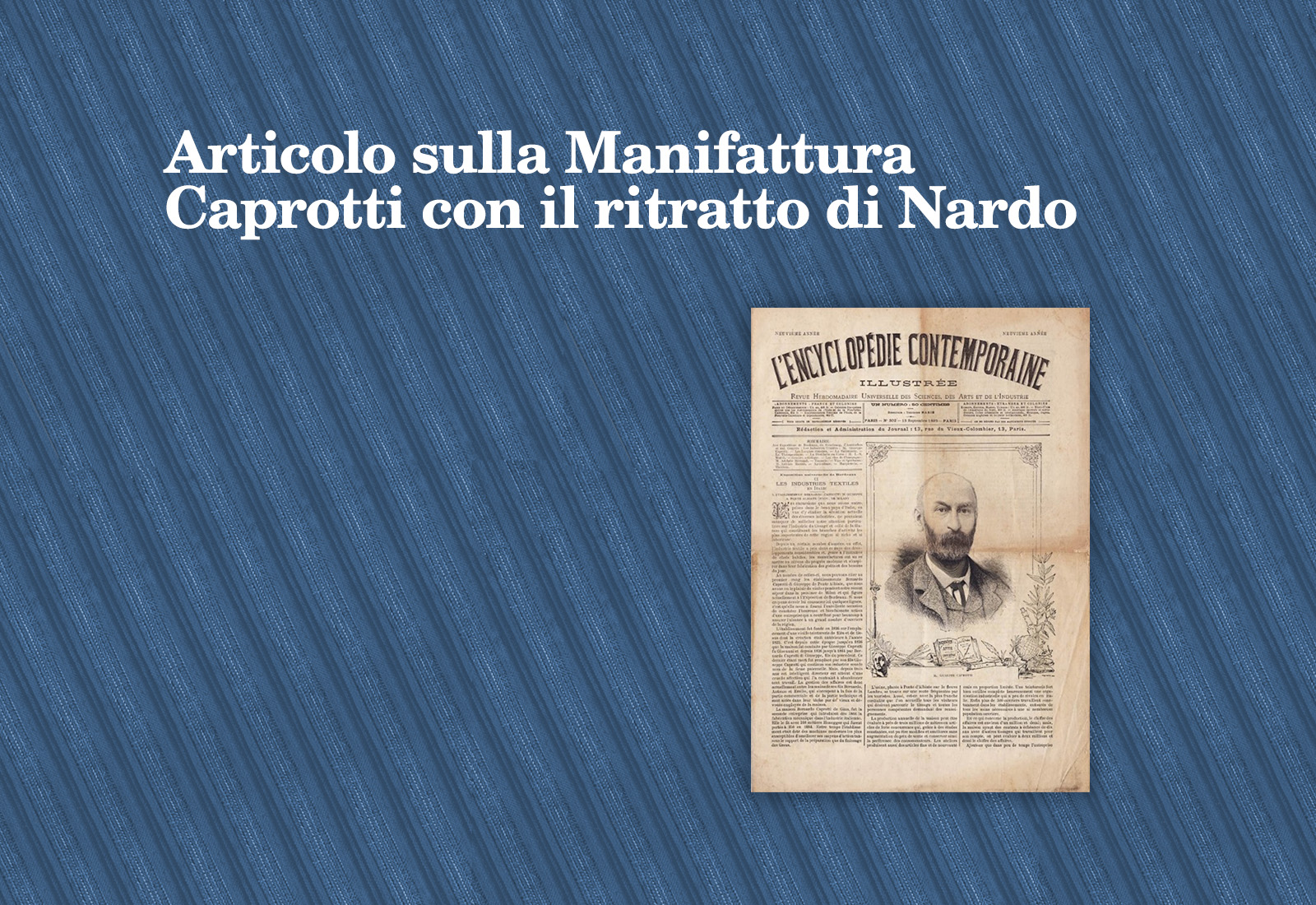Articolo sulla Manifattura Caprotti con il ritratto di Nardo