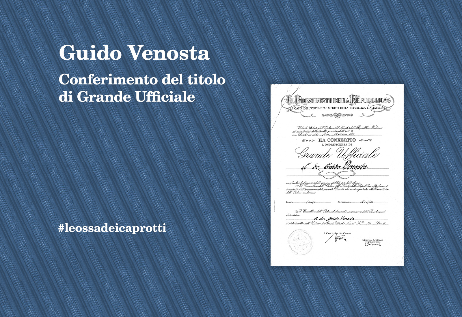 Guido Venosta Conferimento Grande Ufficiale