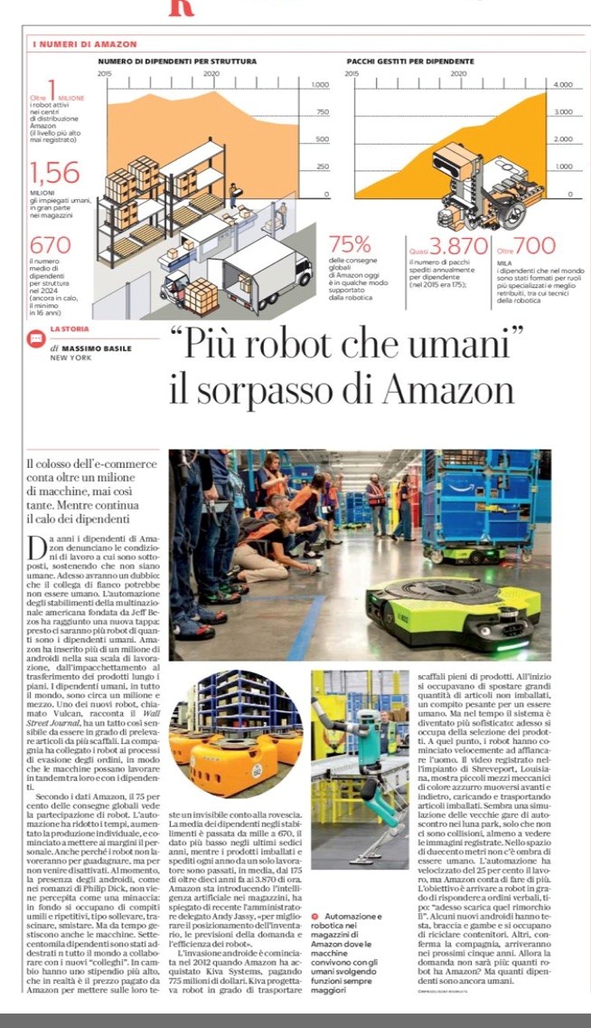 Più robot che umani Amazon Repubblica 2 luglio 2025