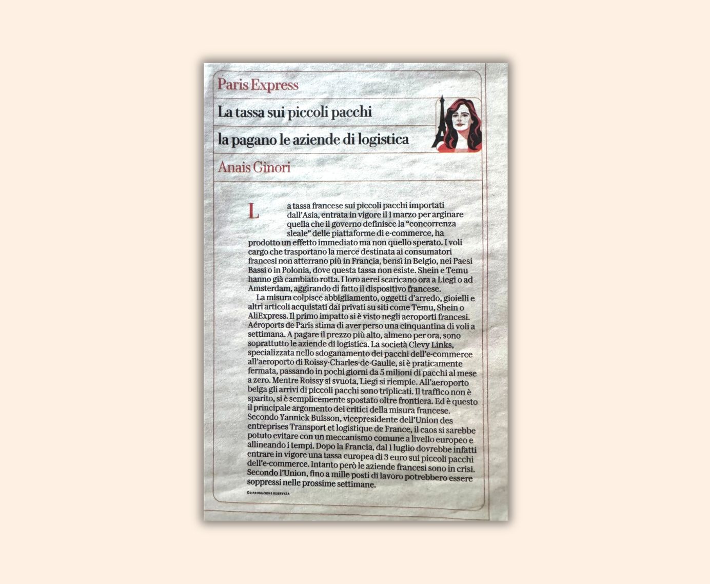 Tassa piccoli pacchi Repubblica 23 marzo 2026