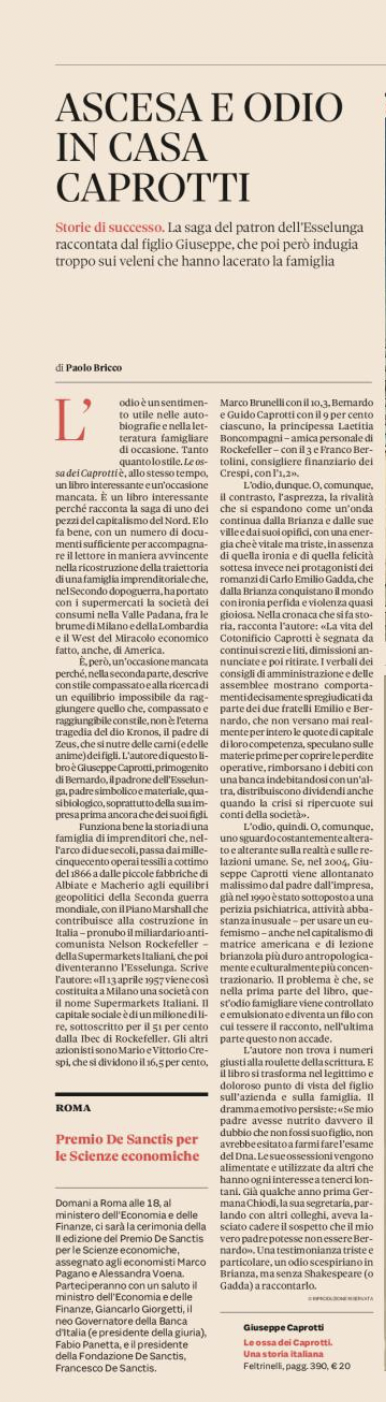 Ascesa e odio in casa Caprotti Il Sole 24 ore del 26 novembre 2023