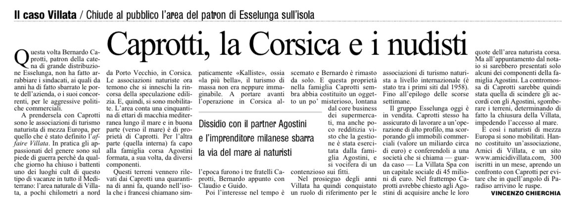 Caprotti, la Corsica e i nudisti Il Sole 24 ore del 18 gennaio 2006.jpg 1