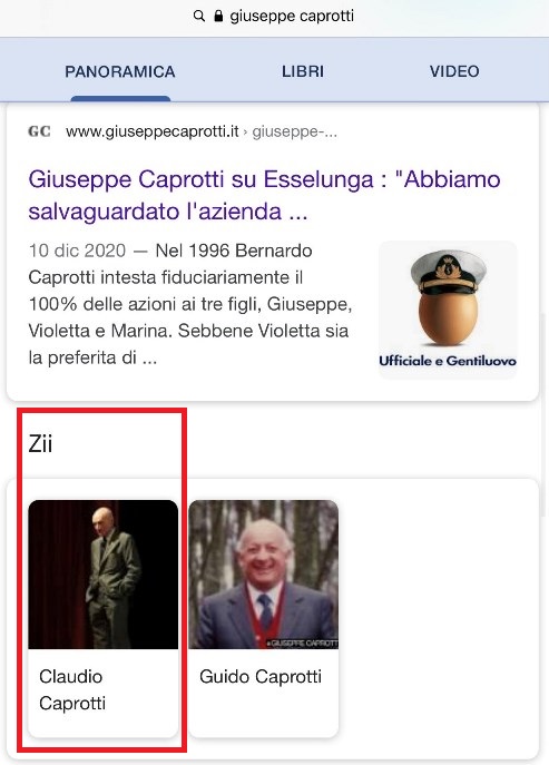 Claudio Caprotti foto sbagliata su Google gennaio 2021