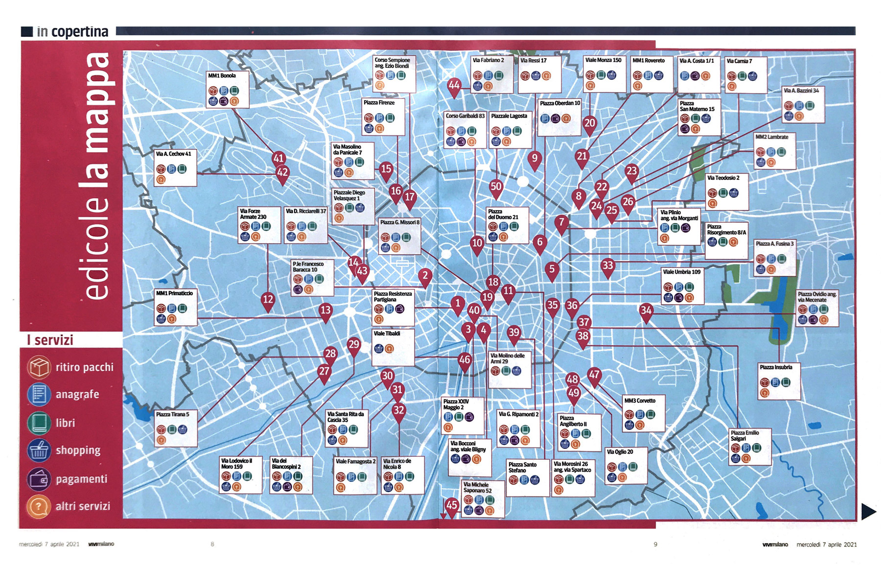 Edicole Smart Milano - Mappa