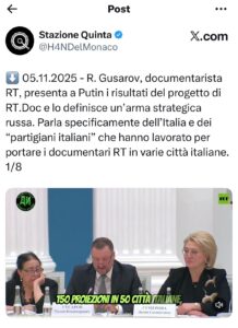 Filo Putin attività di RT in Italia nel 2026