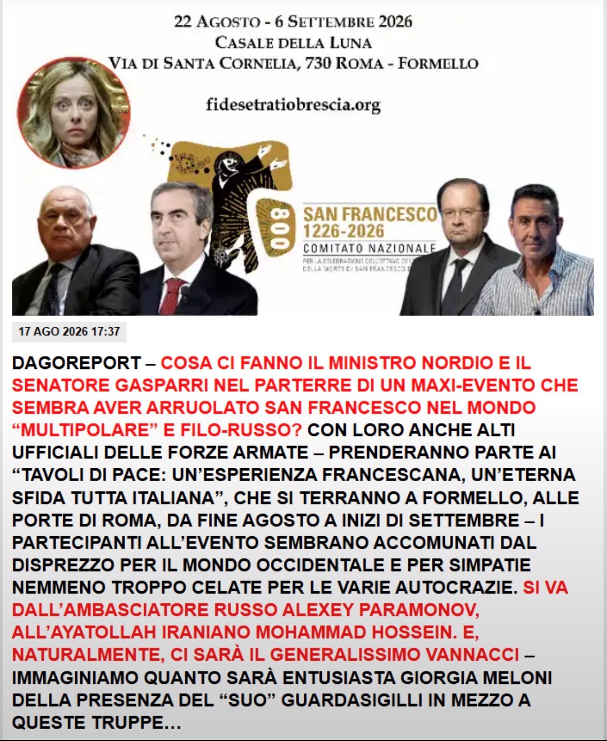 Filo putiniani Dago agosto 2026