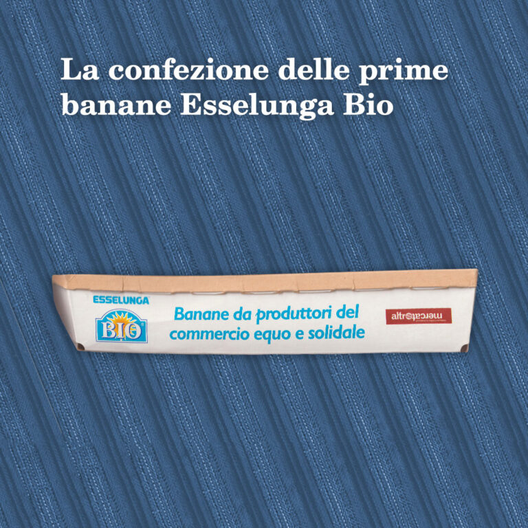 La confezione delle prime banane Esselunga Bio