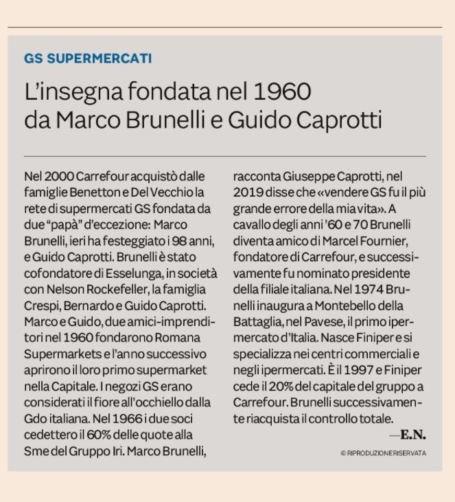 Marco Brunelli Guido Caprotti GS Il Sole 24 ore del 3 dicembre 2025