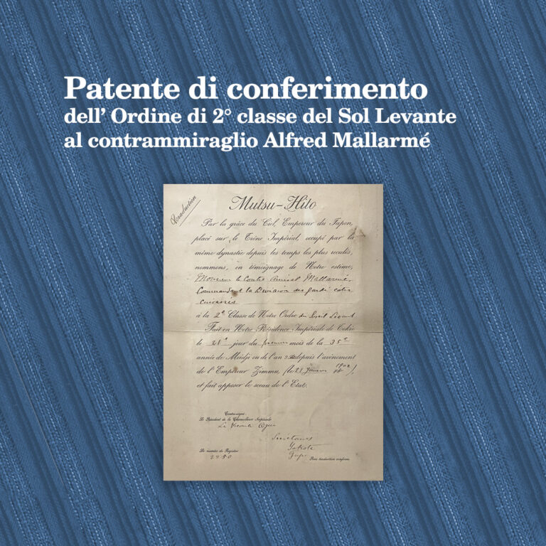 Patente di conferimento dell’ Ordine di 2° classe del Sol Levante al contrammiraglio Alfred Mallarmé