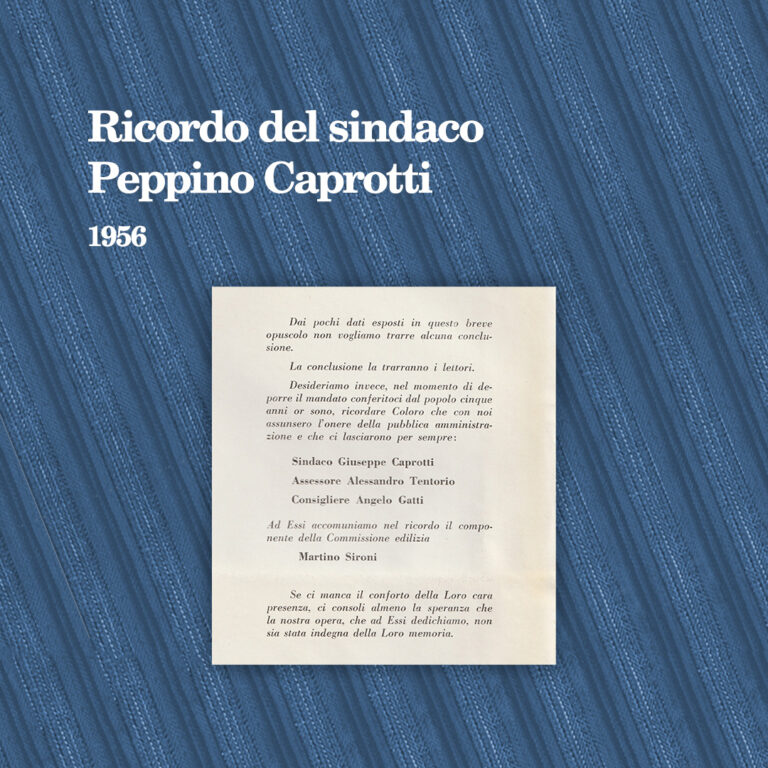 Ricordo del sindaco Peppino Caprotti, 1956
