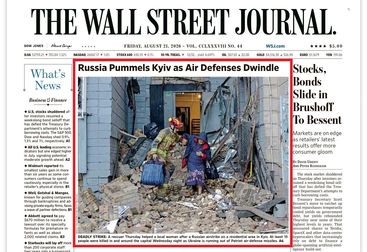 Ucraina senza difese antiaeree WSJ 22 agosto 2026