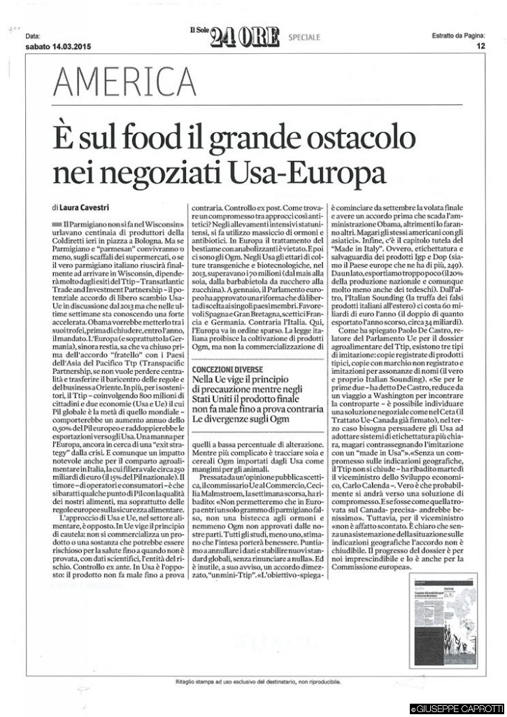 Il sole 24 ore 14 marzo 2015